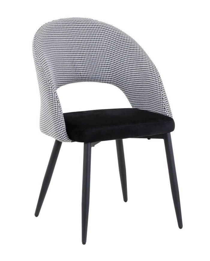 Silla CLEO, metal, tapizado pata de gallo con negro