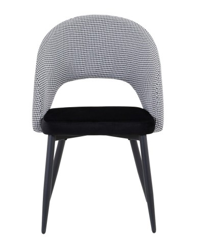 Silla CLEO, metal, tapizado pata de gallo con negro