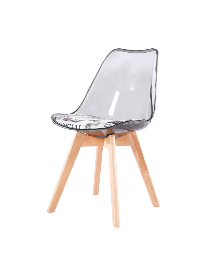 Silla TORRE 4P, madera, transparente, cojín estampado moderno
