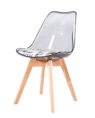 Silla TORRE 4P, madera, transparente, cojín estampado moderno