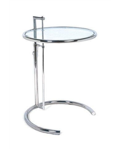 Mesa EG NEW, regulable, acero inoxidable y cristal, 50 cms de diámetro