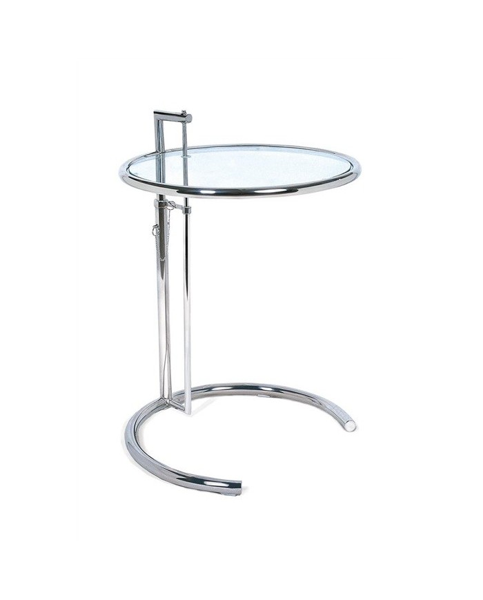 Mesa EG NEW, regulable, acero inoxidable y cristal, 50 cms de diámetro