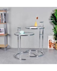 Mesa EG NEW, regulable, acero inoxidable y cristal, 50 cms de diámetro