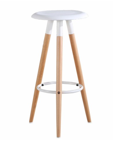Taburete OTILIO NEW, madera, polipropileno blanco