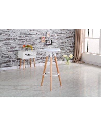 Taburete OTILIO NEW, madera, polipropileno blanco