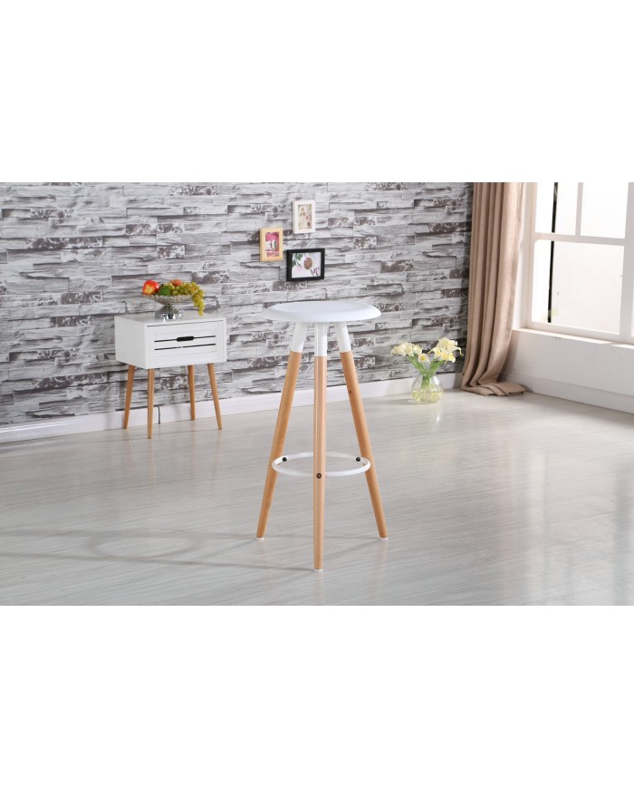 Taburete OTILIO NEW, madera, polipropileno blanco