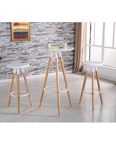 Taburete OTILIO NEW, madera, polipropileno blanco