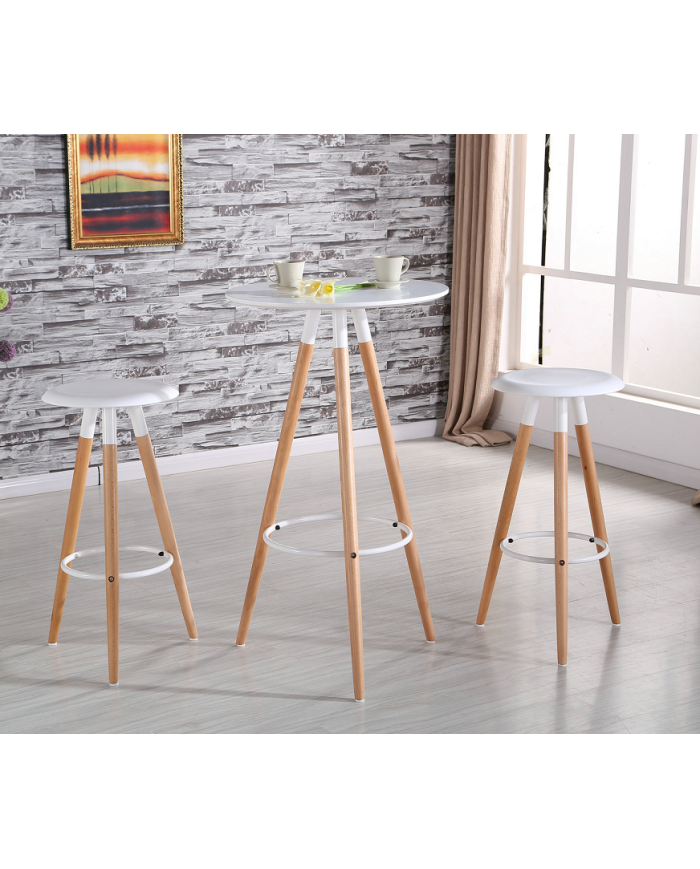 Taburete OTILIO NEW, madera, polipropileno blanco