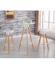 Taburete OTILIO NEW, madera, polipropileno blanco