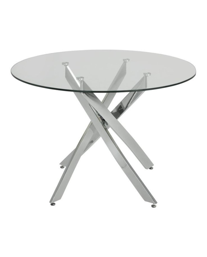 Mesa CHANTAL 100, cromada, cristal, 100 cms diámetro