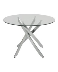 Mesa CHANTAL 100, cromada, cristal, 100 cms diámetro