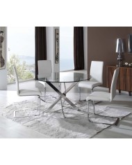 Mesa CHANTAL 100, cromada, cristal, 100 cms diámetro