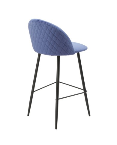 Taburete MAGDA, metal, tapizado velvet azul