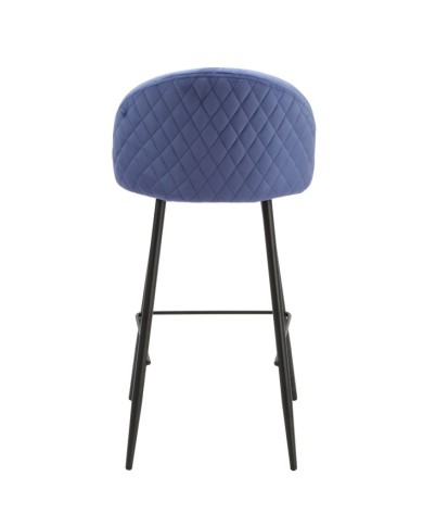 Taburete MAGDA, metal, tapizado velvet azul