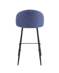 Taburete MAGDA, metal, tapizado velvet azul