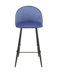 Taburete MAGDA, metal, tapizado velvet azul