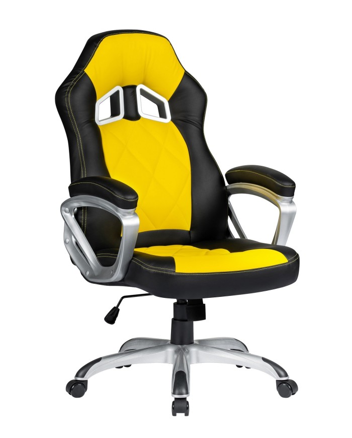 Sillón de oficina PORTIMAO, racing, similpiel amarilla y negra