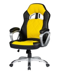 Sillón de oficina PORTIMAO, racing, similpiel amarilla y negra