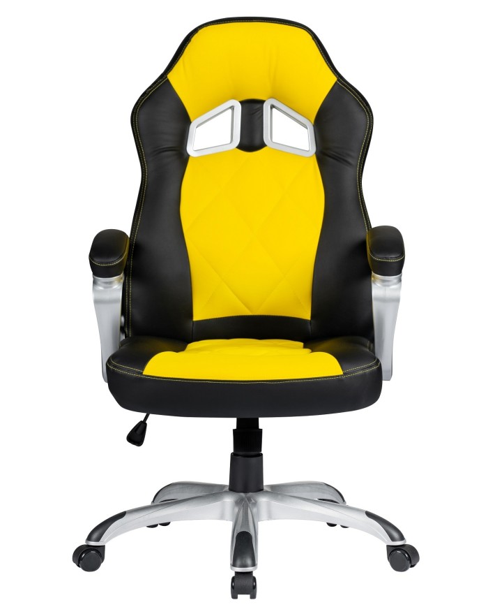 Sillón de oficina PORTIMAO, racing, similpiel amarilla y negra