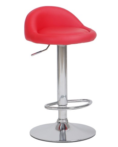 Taburete ALIVERI, cromado, similpiel roja