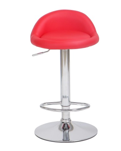 Taburete ALIVERI, cromado, similpiel roja