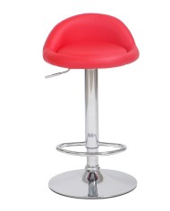 Taburete ALIVERI, cromado, similpiel roja