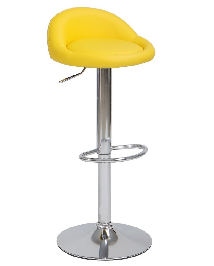 Taburete ALIVERI, cromado, similpiel amarilla