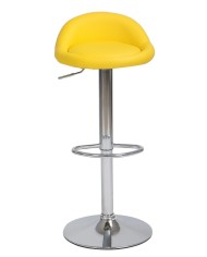 Taburete ALIVERI, cromado, similpiel amarilla