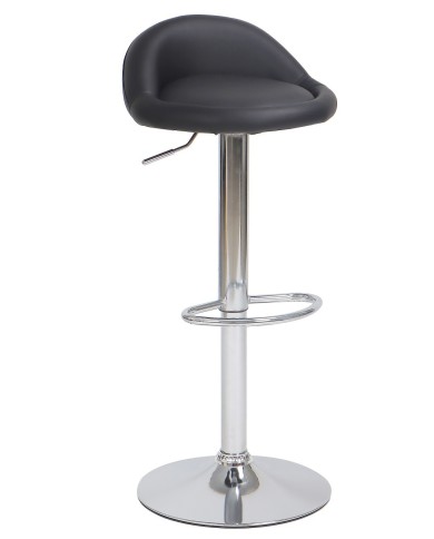 Taburete ALIVERI, cromado, similpiel negra