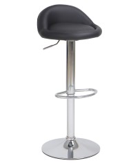 Taburete ALIVERI, cromado, similpiel negra