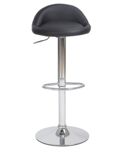 Taburete ALIVERI, cromado, similpiel negra