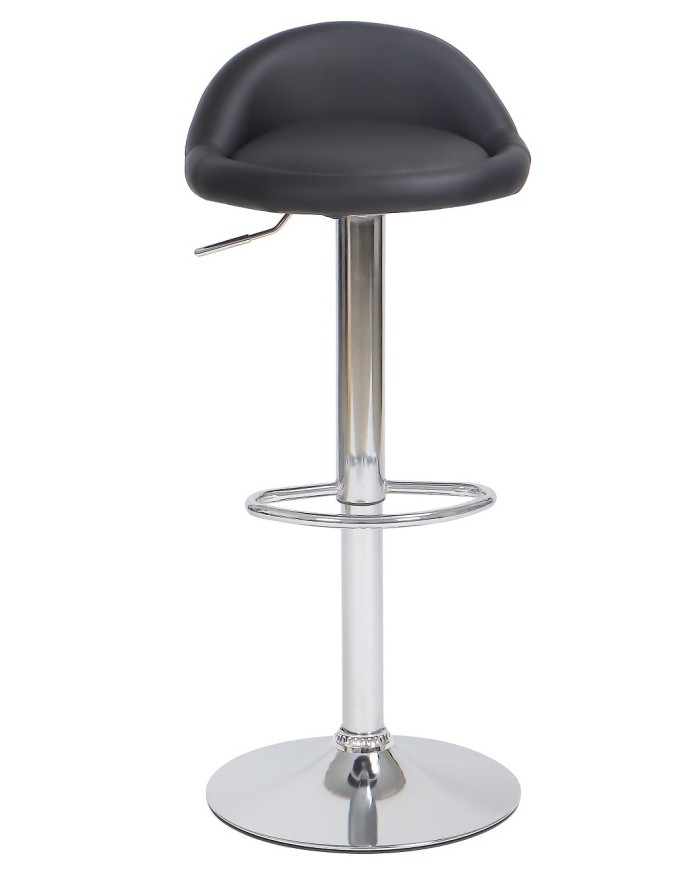 Taburete ALIVERI, cromado, similpiel negra