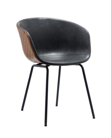 Sillón MISSOURI, metal, similpiel cuero marrón y negro