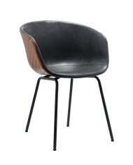 Sillón MISSOURI, metal, similpiel cuero marrón y negro