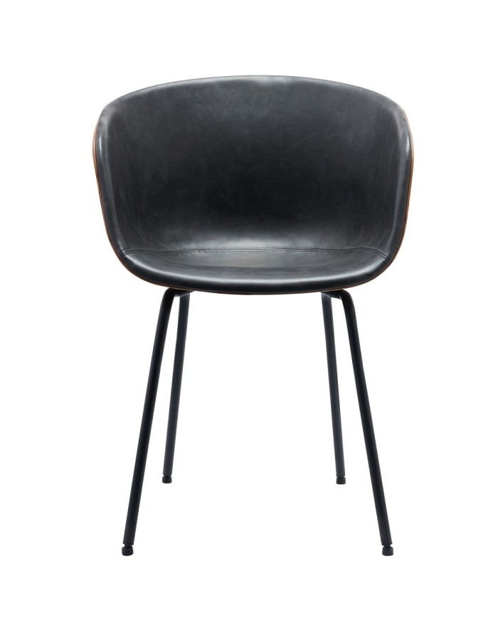 Sillón MISSOURI, metal, similpiel cuero marrón y negro