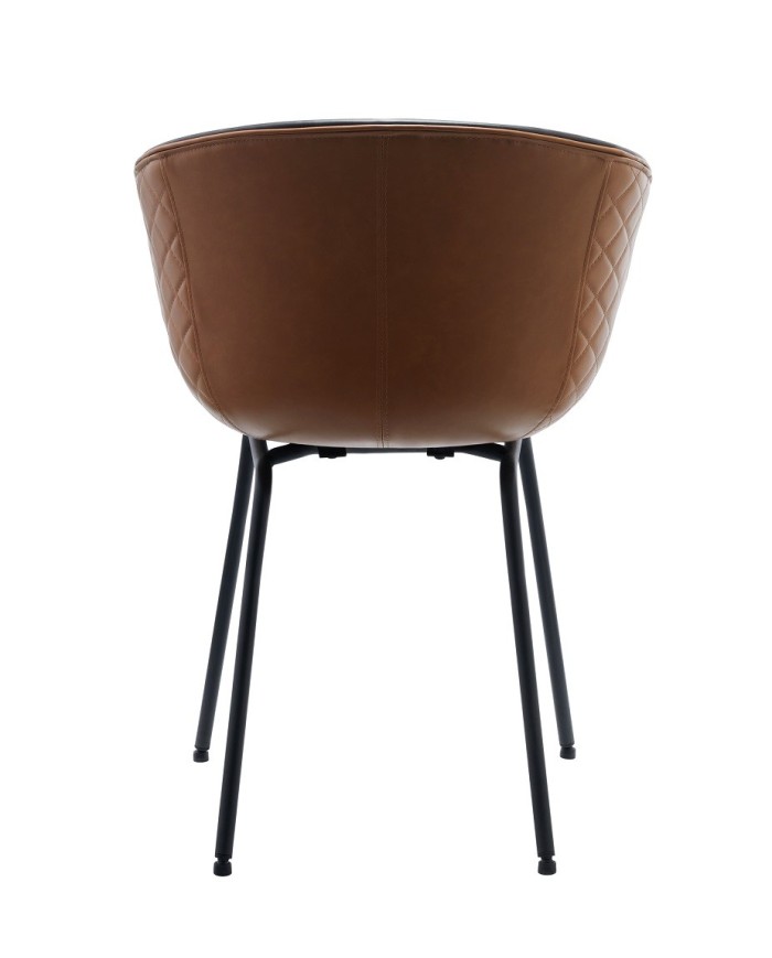 Sillón MISSOURI, metal, similpiel cuero marrón y negro