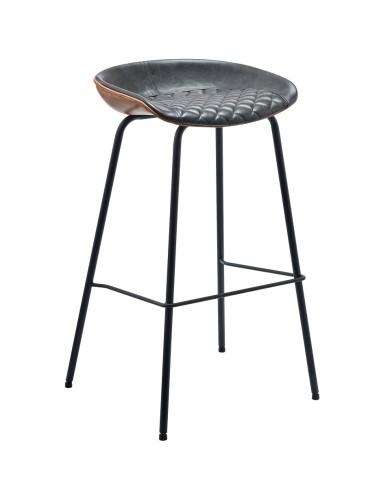 Taburete MISSOURI, metal, similpiel cuero marrón y negro