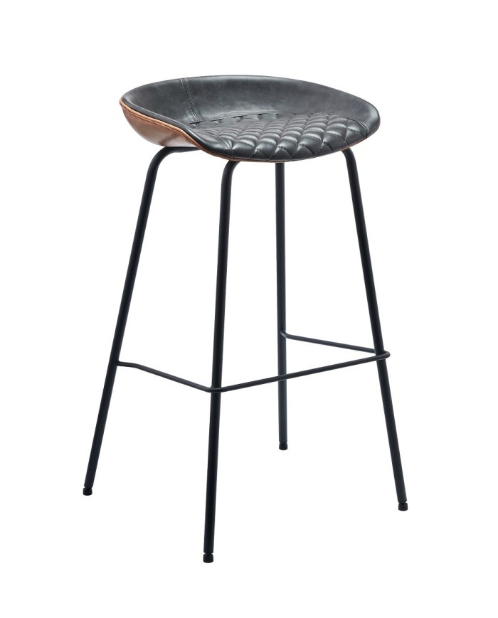 Taburete MISSOURI, metal, similpiel cuero marrón y negro