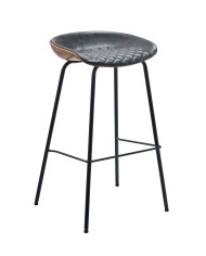 Taburete MISSOURI, metal, similpiel cuero marrón y negro