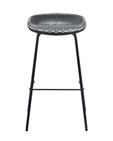 Taburete MISSOURI, metal, similpiel cuero marrón y negro