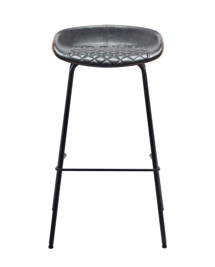 Taburete MISSOURI, metal, similpiel cuero marrón y negro