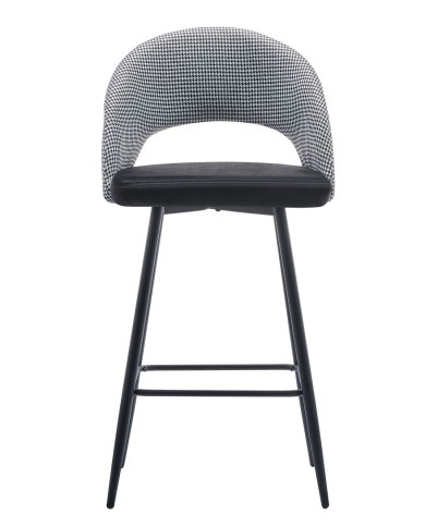 Taburete CLEO, metal, tapizado pata de gallo con negro
