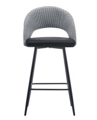 Taburete CLEO, metal, tapizado pata de gallo con negro