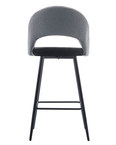 Taburete CLEO, metal, tapizado pata de gallo con negro