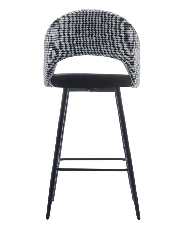 Taburete CLEO, metal, tapizado pata de gallo con negro