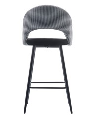 Taburete CLEO, metal, tapizado pata de gallo con negro