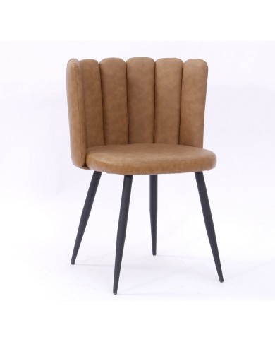 Silla RAMSÉS, metal, tapizado similpiel marrón claro