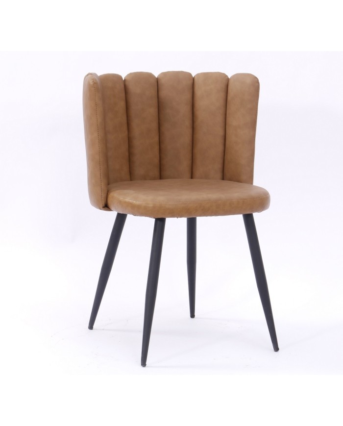 Silla RAMSÉS, metal, tapizado similpiel marrón claro