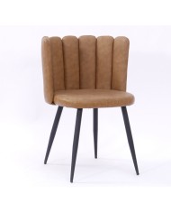 Silla RAMSÉS, metal, tapizado similpiel marrón claro