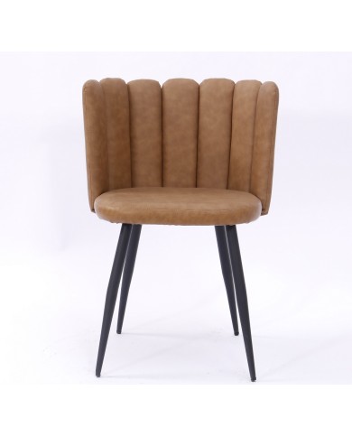 Silla RAMSÉS, metal, tapizado similpiel marrón claro
